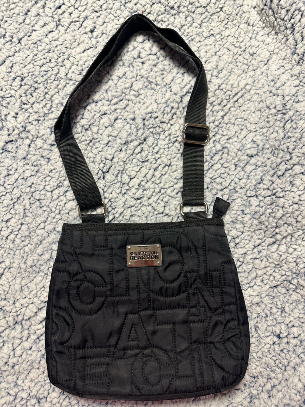 Kenneth Cole Reaction Black Quilted Logo Crossbody Bag